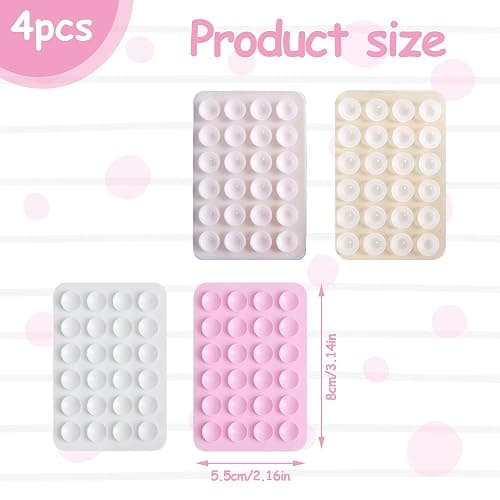 4 Pack Silicone Suction Phone Case Mount Sticky Phone Grip Suction Holder for Wall Multipurpose Grip Holder for Wall (Transparent White Pink Light Pink) thumbnail 2