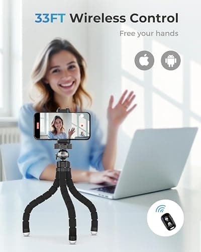 UBeesize Phone Tripod Pro S, Flexible Desk Stand with Wireless Remote, Mini Holder for Camera and GoPro thumbnail 5