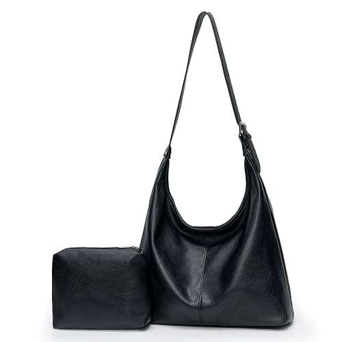 Hobo Bag for Women, Soft Vegan Leather Slouchy Shoulder Tote Purse with Matching Pouch, Adjustable Strap & Magnetic Closure - Image 1