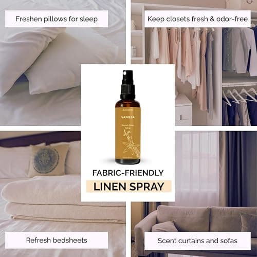Vanilla Room, Linen & Pillow Spray by Aromafume | 100ml/3.38 fl oz | with Pure Vanilla Essential Oil | Aromatherapy Spray | Mist for Bedding, Fabrics thumbnail 4