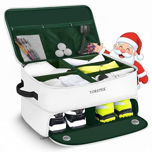 YOREPEK 2 Layer Golf Trunk Organizer, Golf Gifts for Men with Separate Ventilated Compartment for 2 Pair Shoes, Waterproof Car Trunk Locker for Balls, Tees, Clothes, Gloves, Gifts for Golfers - Image 1