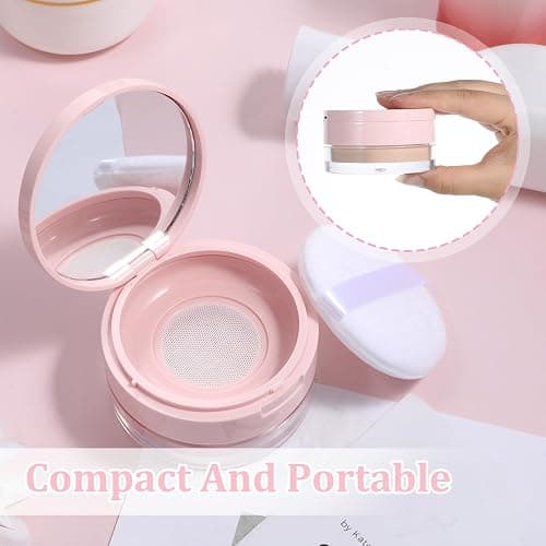 Loose Powder Cocntainers with Sponge Powder Puff and Mirror, No Leaks Empty Plastic Cushion Foundation Container Reusable Makeup Case with Lid thumbnail 5