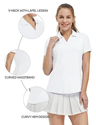 TBMPOY Women's Golf Polo Shirts Short Sleeve V-Neck Collared Shirts Quick Dry UPF 50+ Sun Protection Tennis Shirt thumbnail 6