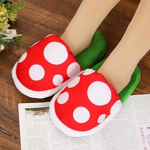 Piranha Plants Plush Home Wear Hausschuhe Cannibal Flower Shape Cosplay Schuhe/Dot Muster Hausschuhe Loafer mit Pipe Topflappen für Erwachsene Teens Home Schuhe Weihnachtsgeschenke thumbnail 3