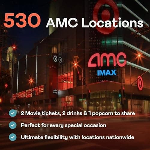 Giftory AMC Movie Night Gift for 2, Movie Tickets, Drinks & Popcorn | Excludes NY, NJ, CA, 400+ Locations, Experience Gift Box for Couples, Perfect for Birthdays thumbnail 3