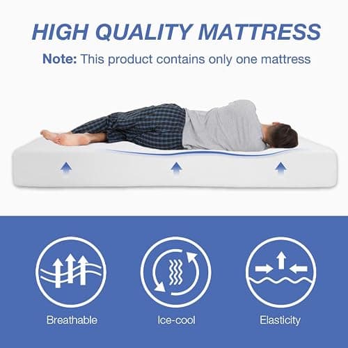 FDW | 8 Inch Queen Mattress | Medium Firm | Gel Memory Foam Mattress | White | Bed in a Box, CertiPUR-US Certified | Pressure Relief, Cooling Ventilated Foam | Washable Removable Cover thumbnail 4
