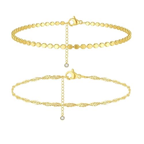 Striviio Gold Ankle Bracelets for Women, 14K Waterproof Gold Plated Anklets Set, Layered Gold Ankle Bracelets for Women Jewelry Gift thumbnail 7