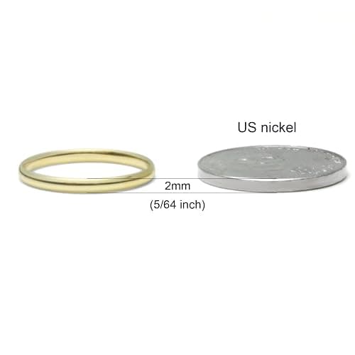 10K White/Yellow/Rose Gold 2MM Round Dome Wedding Band Ring thumbnail 2