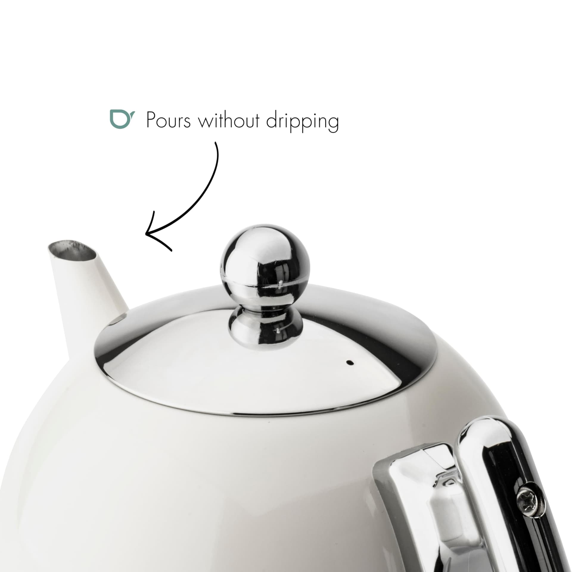 Bredemeijer - Duet® Bella Round – Double-walled Teapot – 1.2 liters - Stainless steel - Warm white thumbnail 3