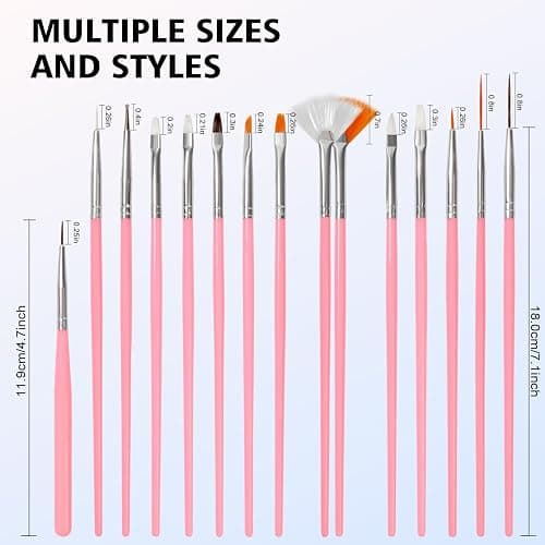 Komall Nail Art Tools, 15 PCS Nail Art Brushes, 5 PCS Nail Dotting Tool, Aurora Nail Stand, Nail Holder For Painting Nails Home DIY & Salon Supplies thumbnail 3