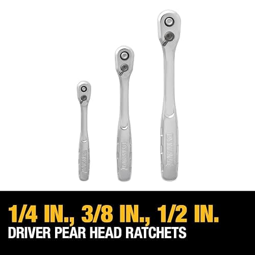 DEWALT 192 Pcs. Mechanics Tool Set, 1/2, 1/4, 3/8 Socket Set, SAE and Metric Socket Wrench Set, Hard Shell Tool Box (DWMT75049) thumbnail 3