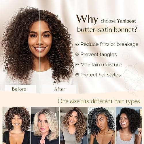 YANIBEST Adjustable Satin Bonnet for Sleeping Women Double Layer Hair Wrap Reduce Friction Prevent Frizz Natural Curly Hair thumbnail 3