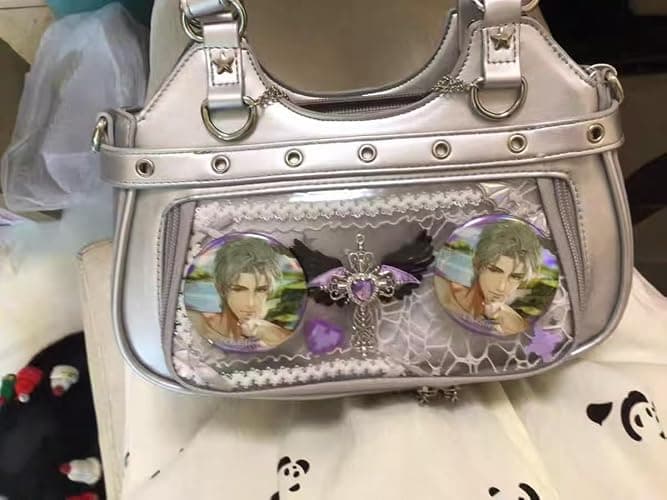 Uchyius Kawaii Ita Bag, PU Leather Shoulder Bag with Insert Anime Badge Display, Y2k Purse Pin Display Crossbody Bags thumbnail 7
