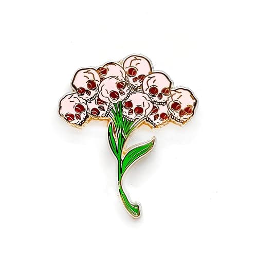 Skull Bouquet Badge Pin - Gothic Series - Enamel Lapel Pin - Plated Badge for Clothing, Bags, and Lanyards - Image 1