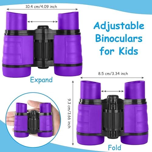 OSDUE Kids Binoculars, Outdoor Bird Watching Binoculars for Kids, Mini Compact Shockproof Binoculars Telescopic Toys for Kids with Glasses Cloth (Purple) thumbnail 2