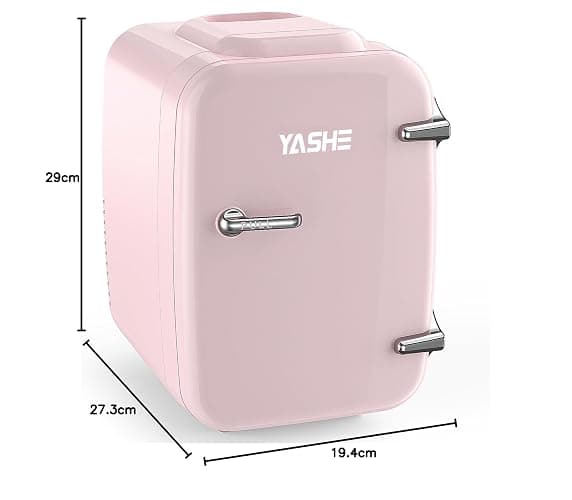 YASHE Mini Fridge, 4 Liter/6 Cans Portable Cooler and Warmer, AC/DC Power Small Fridge, Quiet Desk Skincare Fridge for Beauty Drinks Medicine, Mini Fridge for Bedrooms Office Dorm Car Travel, Pink thumbnail 2