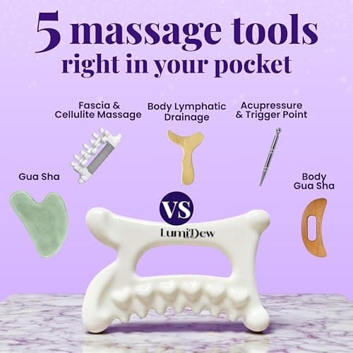 LumiDew Ceramic Guasha Tool for Face & Body - Lymphatic Drainage Massager, Face Sculpting Tool, Jawline Shaper & Double Chin Reducer - Self Care Gifts thumbnail 2