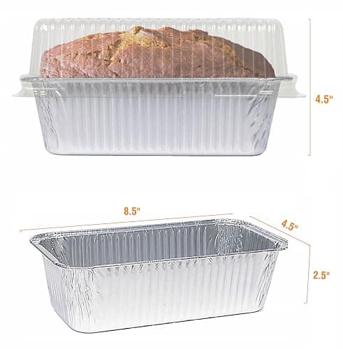 Disposable Loaf Pans with Lids, 50 Pack, 8.5x4.5" Bread Pans, Food Storage Containers, Heavy-duty 2lb Aluminum Loaf Pans, Pastry Boxes, Perfect for Baking Storing and Street Treats Takeout thumbnail 3