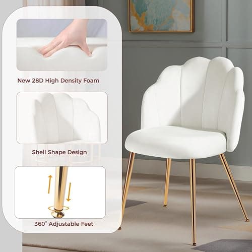 Eufurnibi Vanity Chair for Makeup, Make up Chair with Back Rest, Comfy Chair for Living Room, Mid Century Modern& Easy Assemble, White thumbnail 4