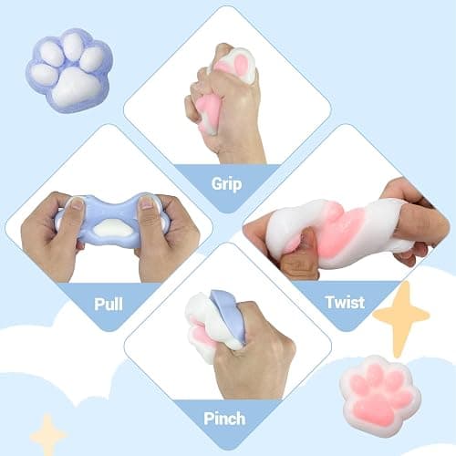 2pcs Taba Squishy Paw, Cat Paw Squishy Toys,Cute Fufu Squishy Cat Paw Sensory Toys,Easter Basket Stuffers for Kids, Fidget Toys for Stress Relief, Novelty Cute Things Sticky Squishy Mochi Squishy Toys - 2Pcs thumbnail 3