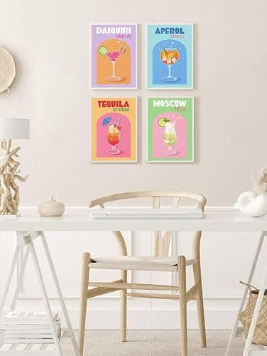 6 Pack Retro Cocktail Paint by Numbers Kit for Adults Beginner,Vintage Easy Paint by Number on Canvas,Acrylic oil watercolor Painting kit Arts and Crafts for Bar Party Room Wall Decor (8x12 inch) thumbnail 4