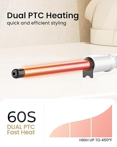 HOSON 3/4 Inch Curling Wand for Long Hair,19mm Ceramic Wand Curling Iron Extra Long Barrel, Dual Voltage, 10 Temps thumbnail 3