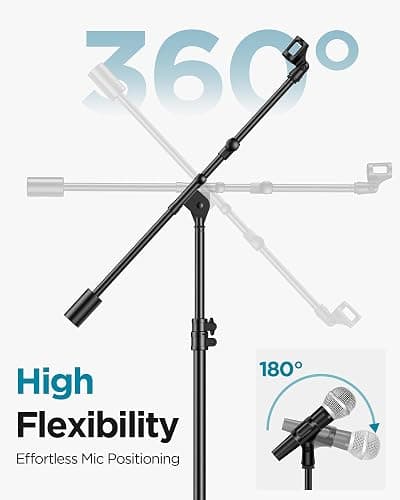 InnoGear Mic Stand, Max Height 82.28" Microphone Stand Floor Detachable Boom Mic Arm Stands with Weighted Base for Blue Yeti HyperX QuadCast Shure SM58 Samson Q2U Fifine K669B Singing Stage thumbnail 7
