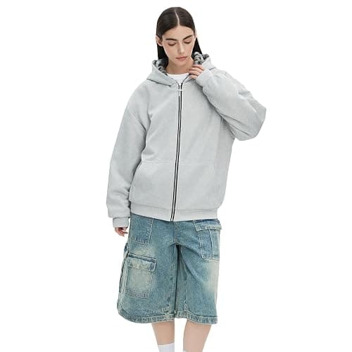 VeraieSien Y2k Reversible Zip Up Jacket Grunge Streetwear Vintage Leopard Print Jacket Baggy Long Sleeve Hoodie Unisex thumbnail 4