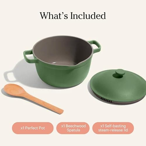 Our Place Perfect Pot - 5.5 Qt. Nonstick Ceramic Sauce Pan with Lid | Versatile Cookware for Stovetop and Oven | Steam, Bake, Braise, Roast | PTFE and PFOA-Free | Toxin-Free, Easy to Clean | Sage thumbnail 7