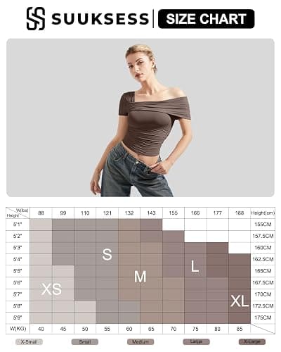 SUUKSESS Women One Off The Shoulder Summer Tank Tops Ruched Short Sleeve Shirts thumbnail 6