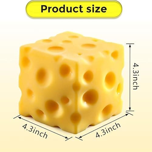 Big Cheese Squishy, 4.3" Jumbo Cheese Cube Block Squishy Toy, Giant Slow Rising Sensory Fidget Squeeze Toy, Easter Basket Stuffers, Large Stress and Anxiety Relief Toy for Adults & Teens thumbnail 2