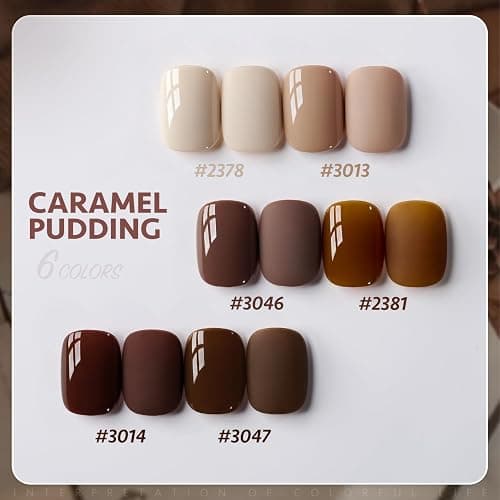 GAOY Nude Brown Gel Nail Polish Set, 6 Colors Beige Chocolate Caramel, UV Cure Gel for DIY Manicure at Home thumbnail 6