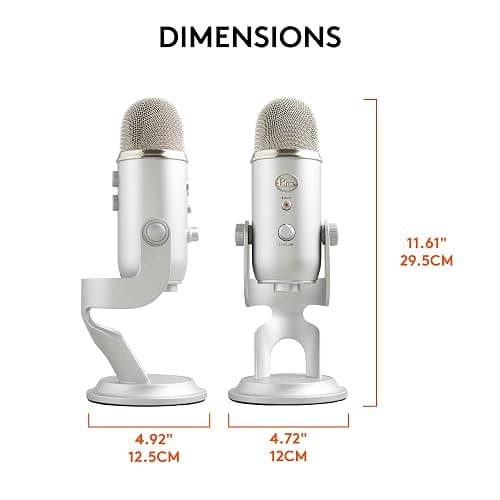 Logitech Creators Blue Yeti USB Microphone for Gaming, Streaming, Podcast, YouTube, Discord, PC, Studio Sound, Plug & Play-Silver thumbnail 12