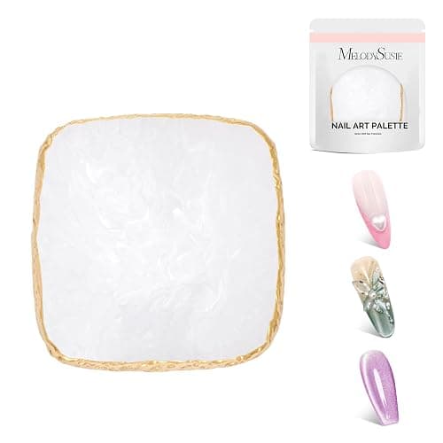 MelodySusie 1PC Square Shape Resin Nail Art Palette, Professional Color Mixing Board for Gel Polish, Acrylics, Pigment Blending, Salon and DIY Makeup Artist Tool, White - Image 1