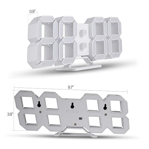EDUP HOME 3D LED Digital Wall Clock/Desk Alarm Clock with Remote Control for Kitchen Bedroom Office, 9.7" LED Night Light Decor Clock Adjust Brightness 12H/24H Time Date Temperature, Great Gift thumbnail 3