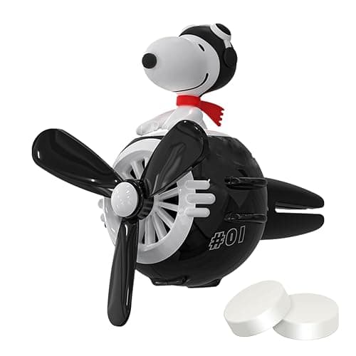 Black Dog Pilot Car Air Fresheners Cute Dog Airplane Car Diffuser Rotating Propeller Air Outlet Vent Fresheners Auto Vent Cute Air Freshener with 2 Packs Replacement Tablets Creative Car Perfume - Image 1