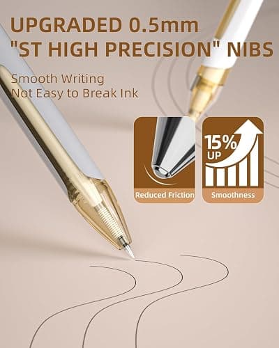 Nicpro 13PCS Pastel Gel Ink Pen Set with Case, Cute Retractable 0.5mm Fine Point Pen, 12 Black Ink Pen with 1 Highlighter, Aesthetic Drawing Pen for Student Note Taking,Writing,Office Supplies (Brown) thumbnail 5
