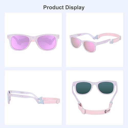 COCOSAND Flexible Baby Sunglasses with Strap Polarized UV Protection for Toddler Infant Newborn Boy Girl Age 0-24 Months thumbnail 6