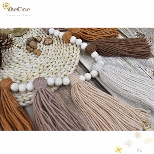 DrCor Boho Tassel Garland Wall Decor Handmade Cotton Yarn Terracotta Rainbow Nursery Decor for Classroom, Kids Bedroom, Baby Shower Boho Chic Party Birthday Dorm Office Calming Accents - Terracotta thumbnail 5