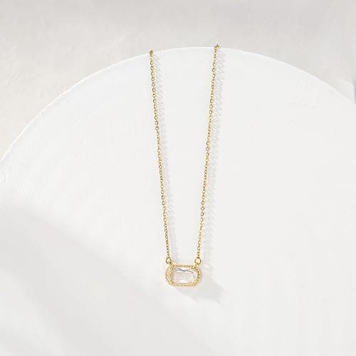 A Golden Cloud Birthstone Necklace for Women 14k Gold Plated Preppy Oval Stone Necklaces Trendy Zircon Pendant Necklaces Birthday Gifts for Women Mom Wife Friends thumbnail 4