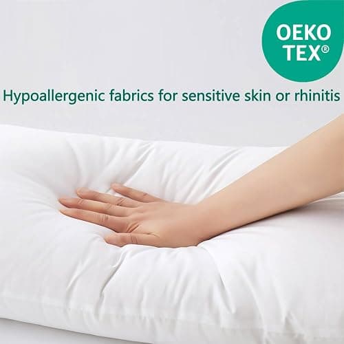 Gooeb Flat Ultra Thin Bed Pillows King Size Pillow Set of 2 Extra Soft Down Alternative for Stomach Side Back Sleeper White 20x36inches thumbnail 4