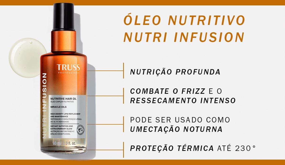 Truss Óleo Capilar Nutritivo Nutri Infusion | Nutrição Profunda e Controle de Frizz | 30ml thumbnail 3