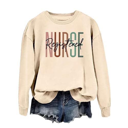 Registered Nurse Sweatshirt Women Rn Nurses Life Crewneck Long Sleeve Nursing Studenrt Pullover Tops thumbnail 2