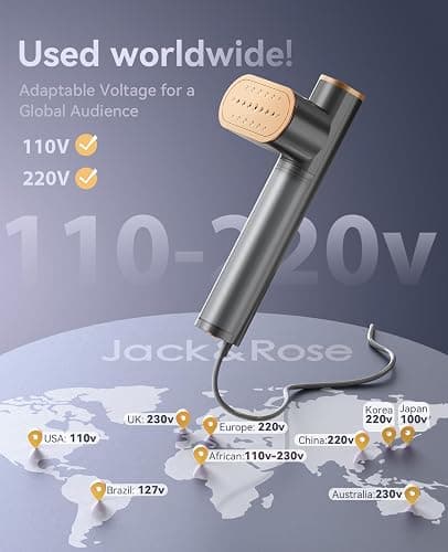 Jack ＆ Rose Travel Steamer for Clothes,100-220V Portable Iron,15s Heat Up,Steamer ＆ Iron 2 In 1, Travel Size,Large Ceramic Heat Panel,for Global and Europe thumbnail 2