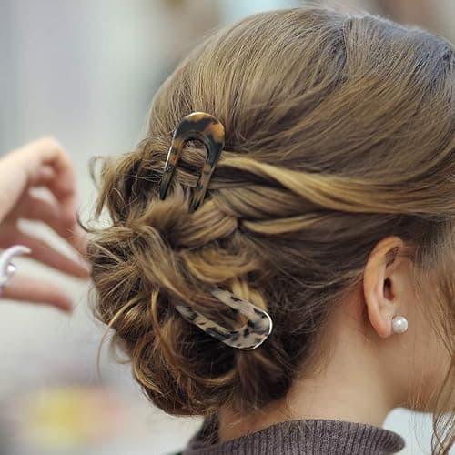Fsmiling French Hair Pins Tortoise Shell U Shaped 2 Prong Hair Sticks Acetate Chignon Pin for Women Hairstyle Accessories 2 Pack thumbnail 2