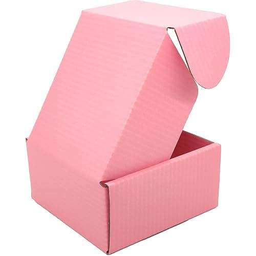 Lmuze Small Pink Shipping Boxes for Small Business Pack of 25-4x4x2 inches Cardboard Corrugated Mailer Boxes for Shipping Packaging Craft Gifts Giving Products - 4"x4"x2"/25-pack - Pink thumbnail 4