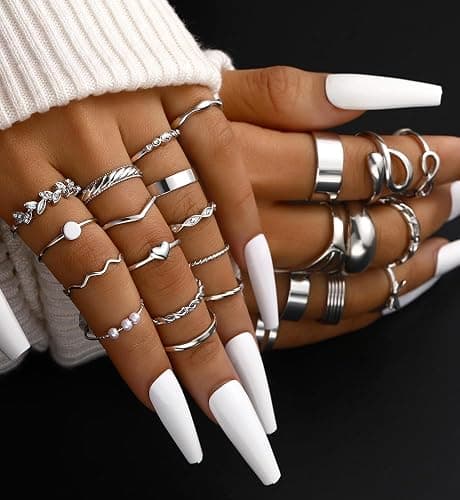 iF YOU 25 Pcs Gold Knuckle Ring Set for Women, Chunky Stackable Finger Midi Rings, Silver Simple Stacking Cute Rings Pack Trendy Stuff Jewelry Gift thumbnail 6