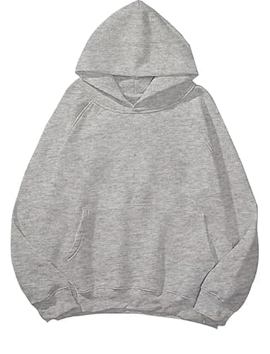 Lauweion Women Solid Basic Fleece Letter Loose Hoodie Sweatshirt Long Sleeve Kangaroo Pocket Drop Shoulder Pullovers Top - Image 1
