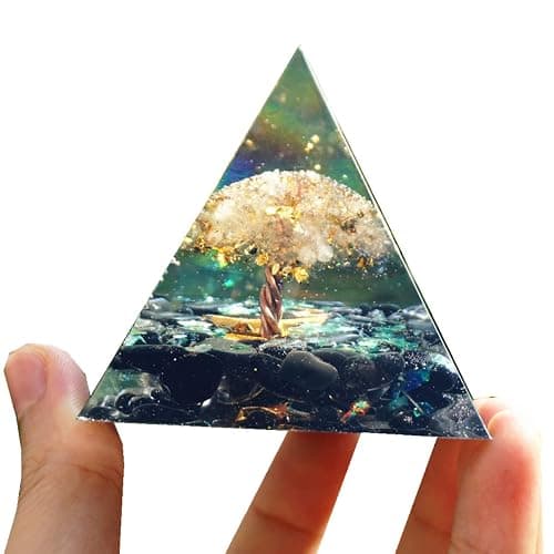 Tree of Life Orgonite Pyramid Kit White Quartz with Obsidian Stone Positive Reiki Energy Generator Crystal Healing Orgone Collection Wealth Lucky Meditation Tool thumbnail 5