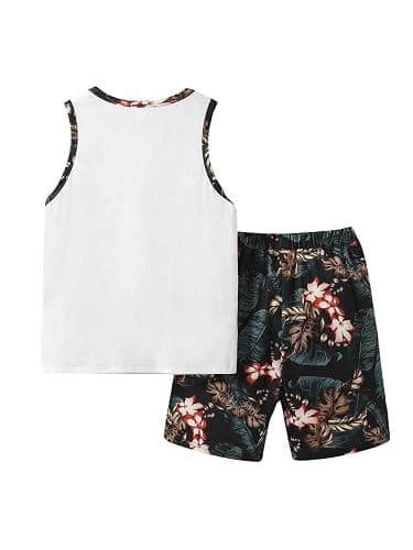 Floerns Boys Boho Sleeveless Tank Top Tropical Print Shorts Set 2 Piece Outfit thumbnail 2